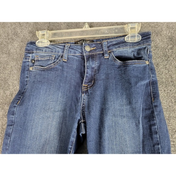 Judy Blue Flare Jeans Frayed Hem Crop Flare‎ Fit Dark Wash Denim Women Sz 5/27 - Picture 8 of 12